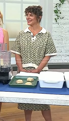 Vivian Howard’s space dye knit polo top and skirt on Today