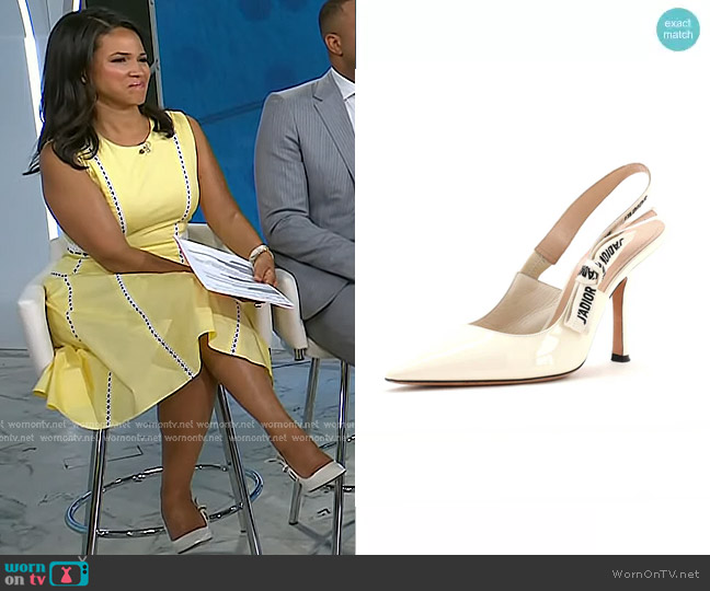 Dior J'Adior Slingback Patent Pumps worn by Laura Jarrett on Today