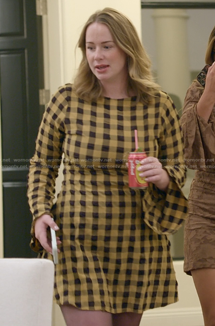 Whitney’s yellow gingham check print dress on The Secret Lives of Mormon Wives