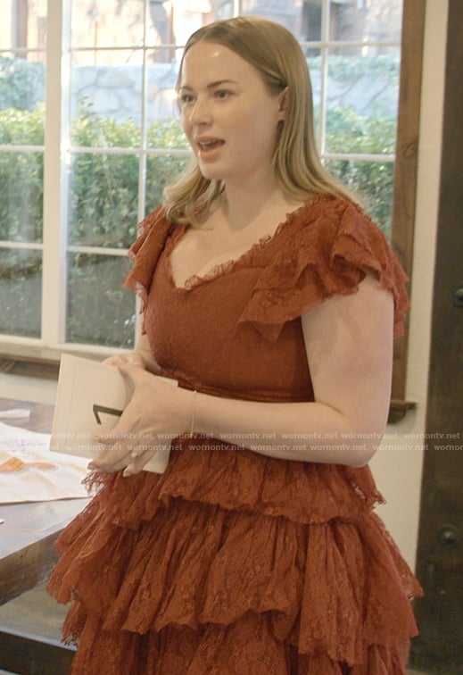 Whitney’s orange lace ruffle dress on The Secret Lives of Mormon Wives