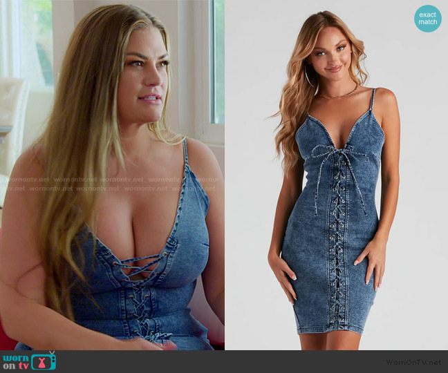 Windsor Laced Up In Denim Dress worn by Brittany Cartwright on The Valley