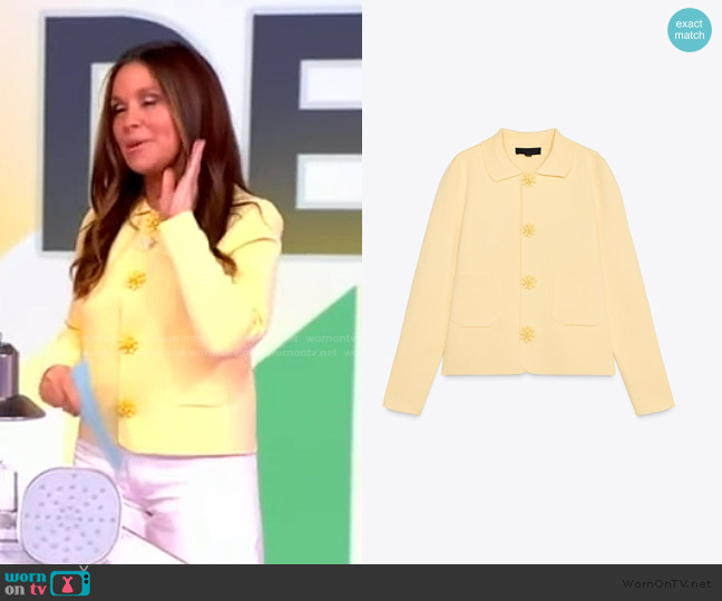 Zara Plain Knit Jacket with Beaded Buttons worn by Gretta Monahan on The View