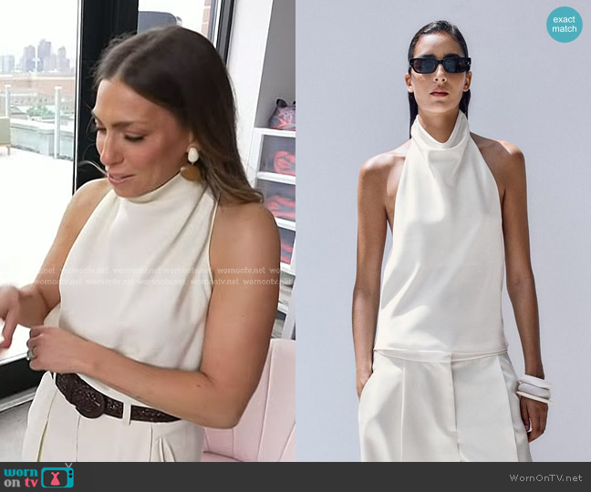Zara Satin Effect Halter Top in Ecru worn by Melissa Garcia on Today