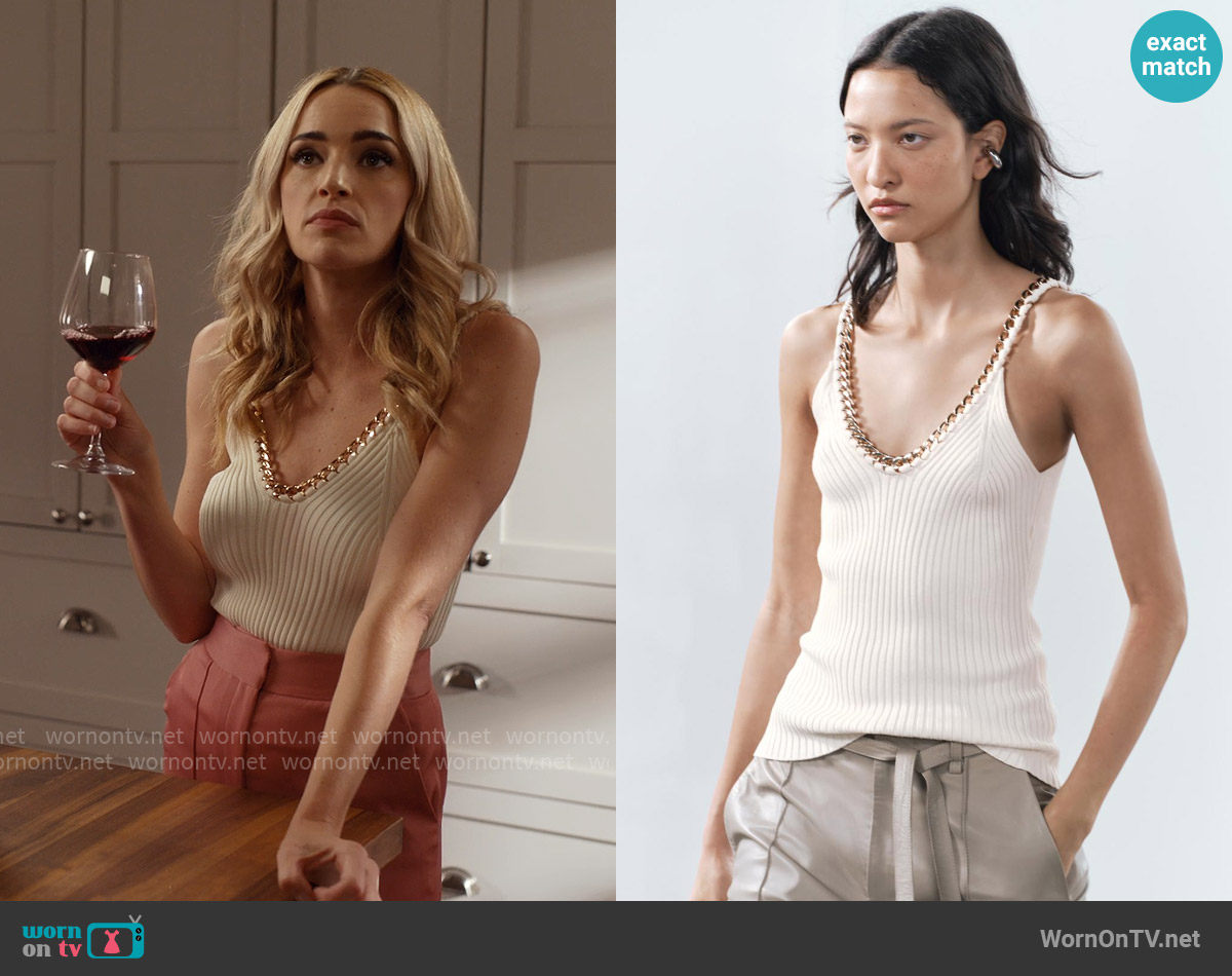 Zara Chain Trim Ribbed Knit Top worn by Georgia Miller (Brianne Howey) on Ginny & Georgia
