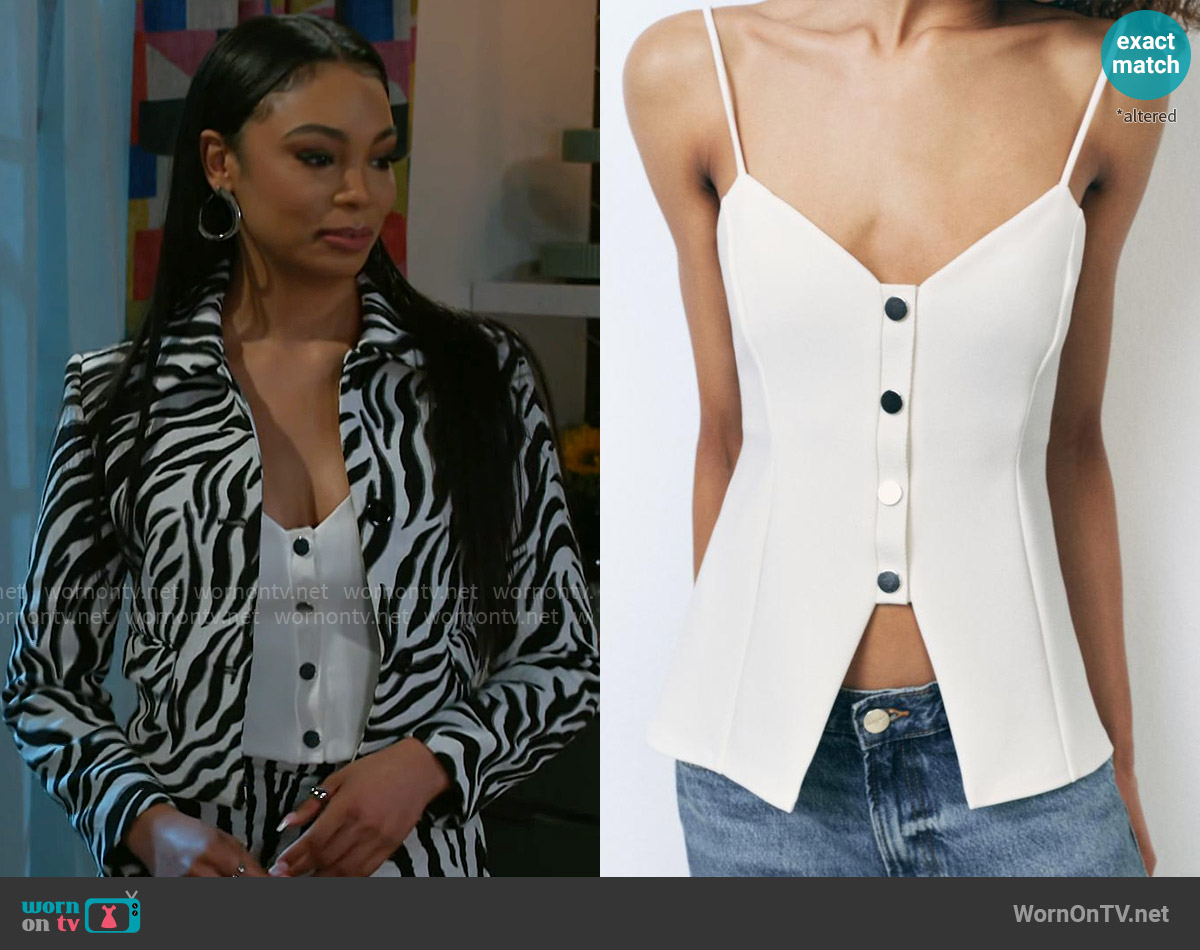 Zara Crepe Camisole worn by Chelsea Hamilton (RhonniRose Mantilla) on Beyond the Gates