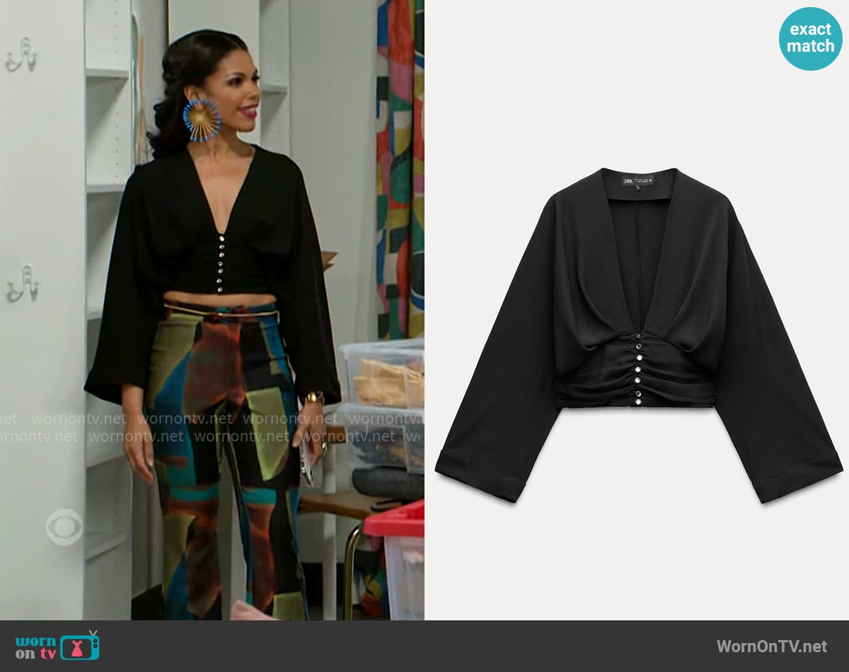 Zara Cropped Sash Top worn by Dani Dupree (Karla Mosley) on Beyond the Gates