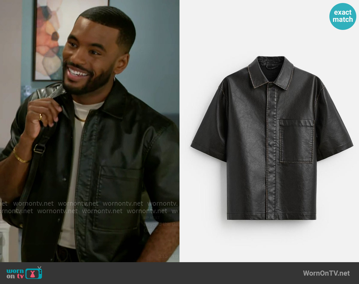 Zara Faux Leather Overshirt worn by Andre Richardson (Sean Freeman) on Beyond the Gates