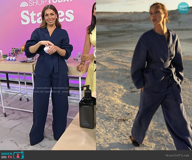 Zara Linen Kimono in Faded Blue worn by Melissa Garcia on Today