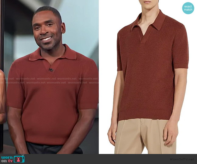 Zegna Polo Ribbed Hem Shirt worn by Justin Sylvester on E! News