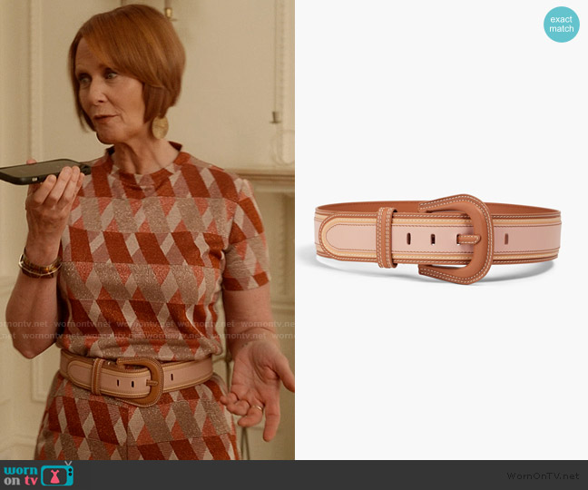 Zimmermann Color-block Leather Belt worn by Miranda Hobbs (Cynthia Nixon) on And Just Like That