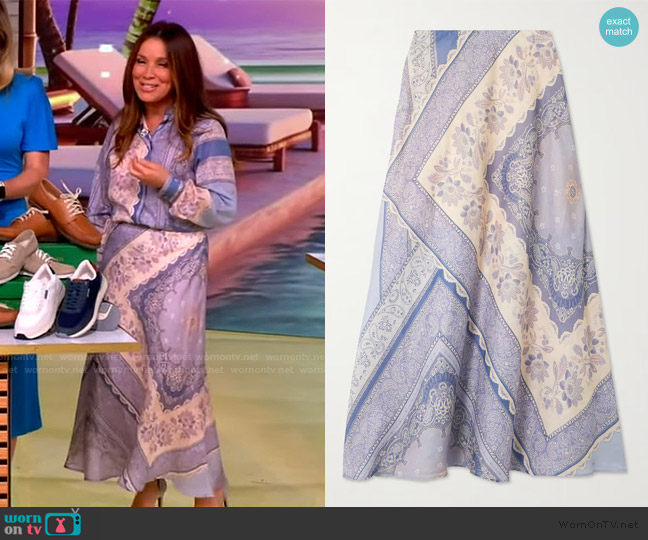 Zimmermann Lucky bandana-print linen maxi skirt worn by Gretta Monahan on The View