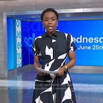 Zinhle’s black flower ankle tie leather heel sandals on NBC News Daily