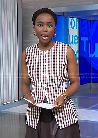 Zinhle’s gingham check vest on NBC News Daily