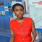 Zinhle’s red vest with gold buttons on NBC News Daily