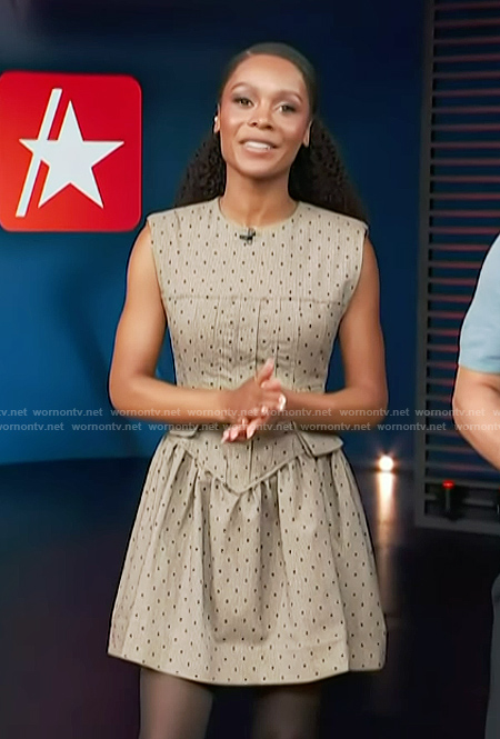 Zuri’s polka dot print mini dress on Access Hollywood