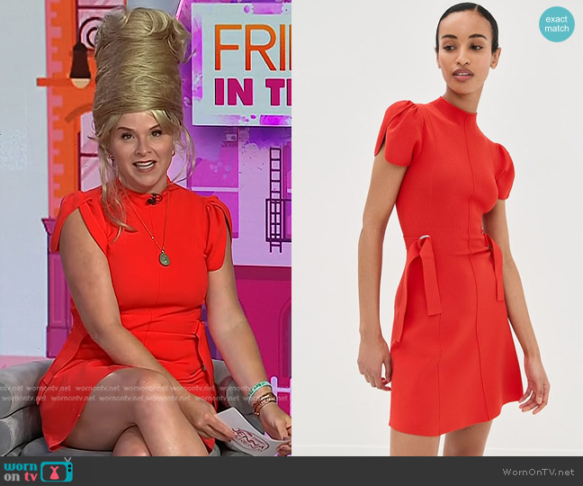 3.1 Phillip Lim Compact Rib Tulip Mini Dress in Poppy worn by Jenna Bush Hager on Today