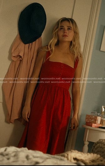 Cadence’s red square neck dress on We Were Liars