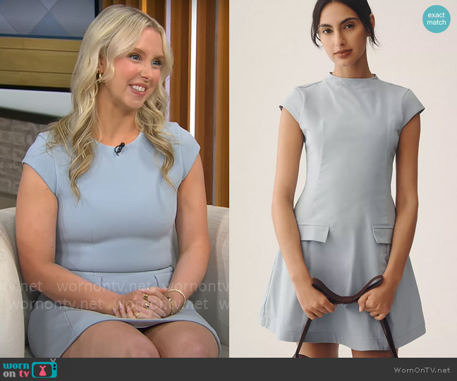 Maeve Cap-Sleeve Mock-Neck Mini Dress worn by Leigha Stepp Tingle on CBS Mornings
