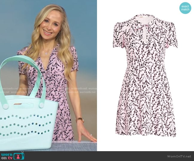 Maje Rambao Botanical-print Cutout Silk Mini Dress worn by Dr. Whitney Bowe on Good Morning America