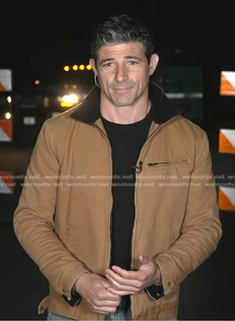 Matt Gutman’s camel beige zip front jacket on Good Morning America