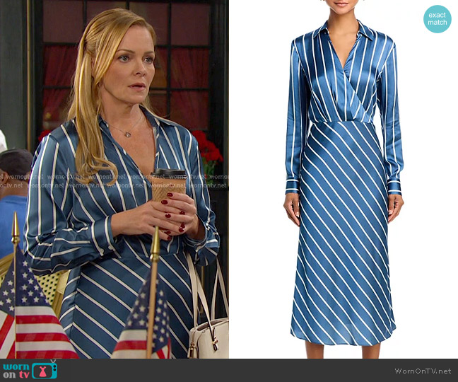 Veronica Beard Otis Dress in Blue Stone worn by Belle Brady (Martha Madison) on Days of our Lives