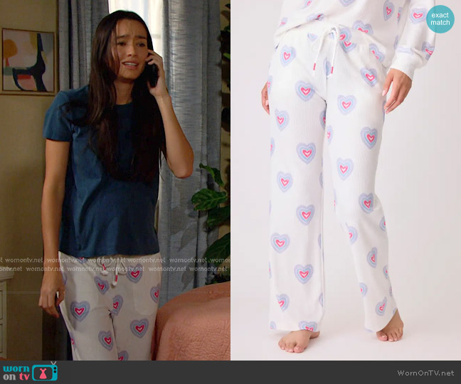 PJ Salvage Peace & Love Thermal Knit Pajama Pants worn by Sophia Choi (Rachel Boyd) on Days of our Lives