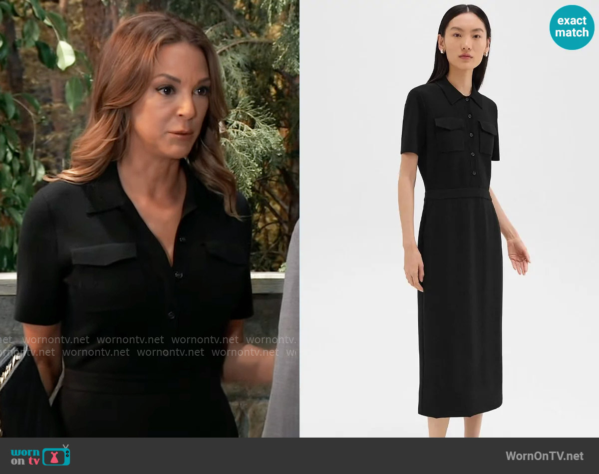 Theory Military Midi Dress in Admiral Crepe worn by Natalia (Eva LaRue) on General Hospital