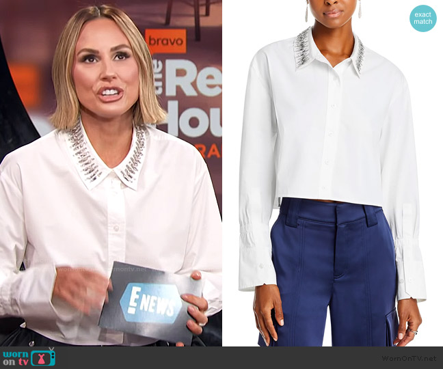 A.L.C. Monica II Embellished Cropped Cotton Shirt worn by Keltie Knight on E! News