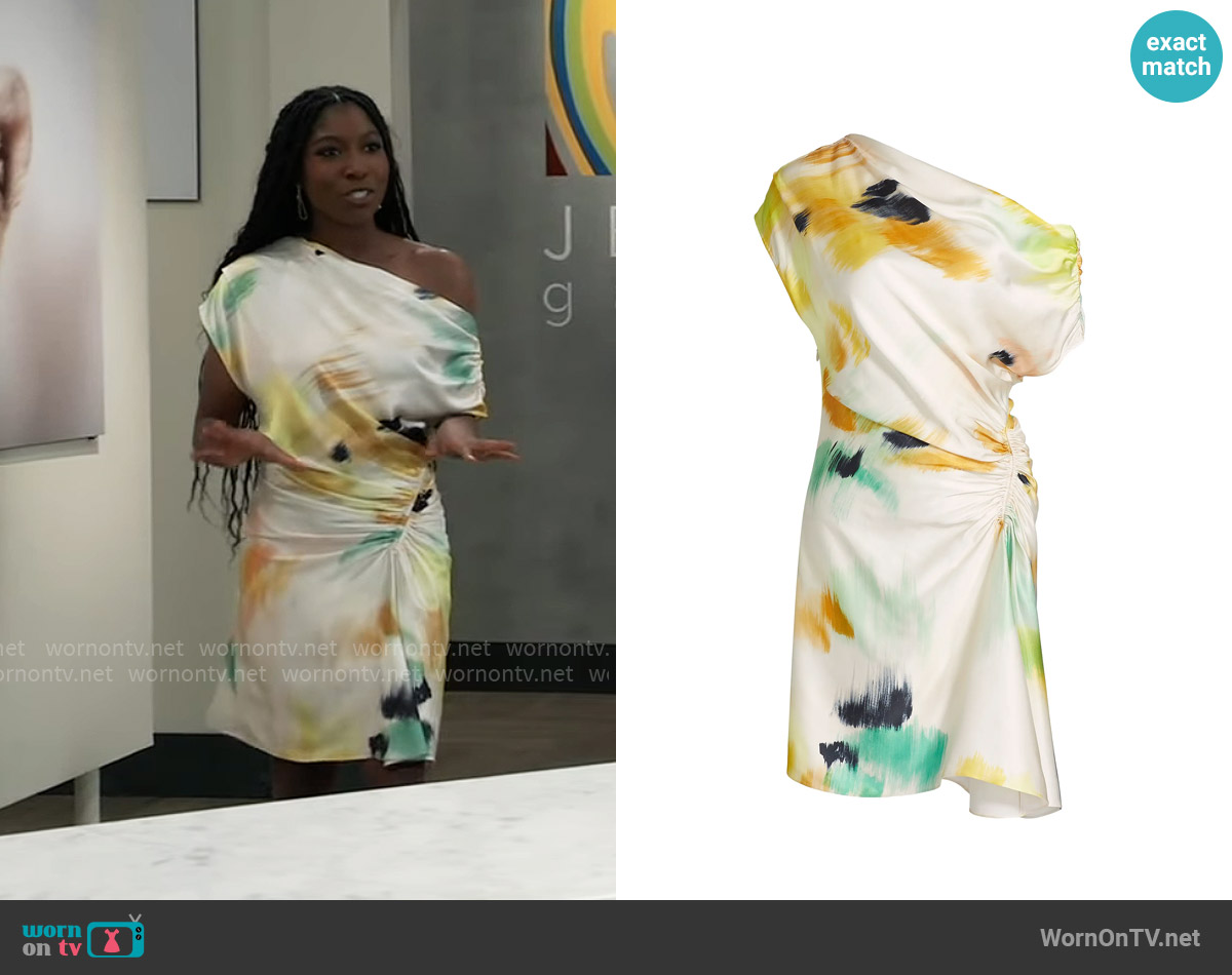 A.L.C. Poppy Draped Floral Minidress worn by Trina Robinson (Tabyana Ali) on General Hospital