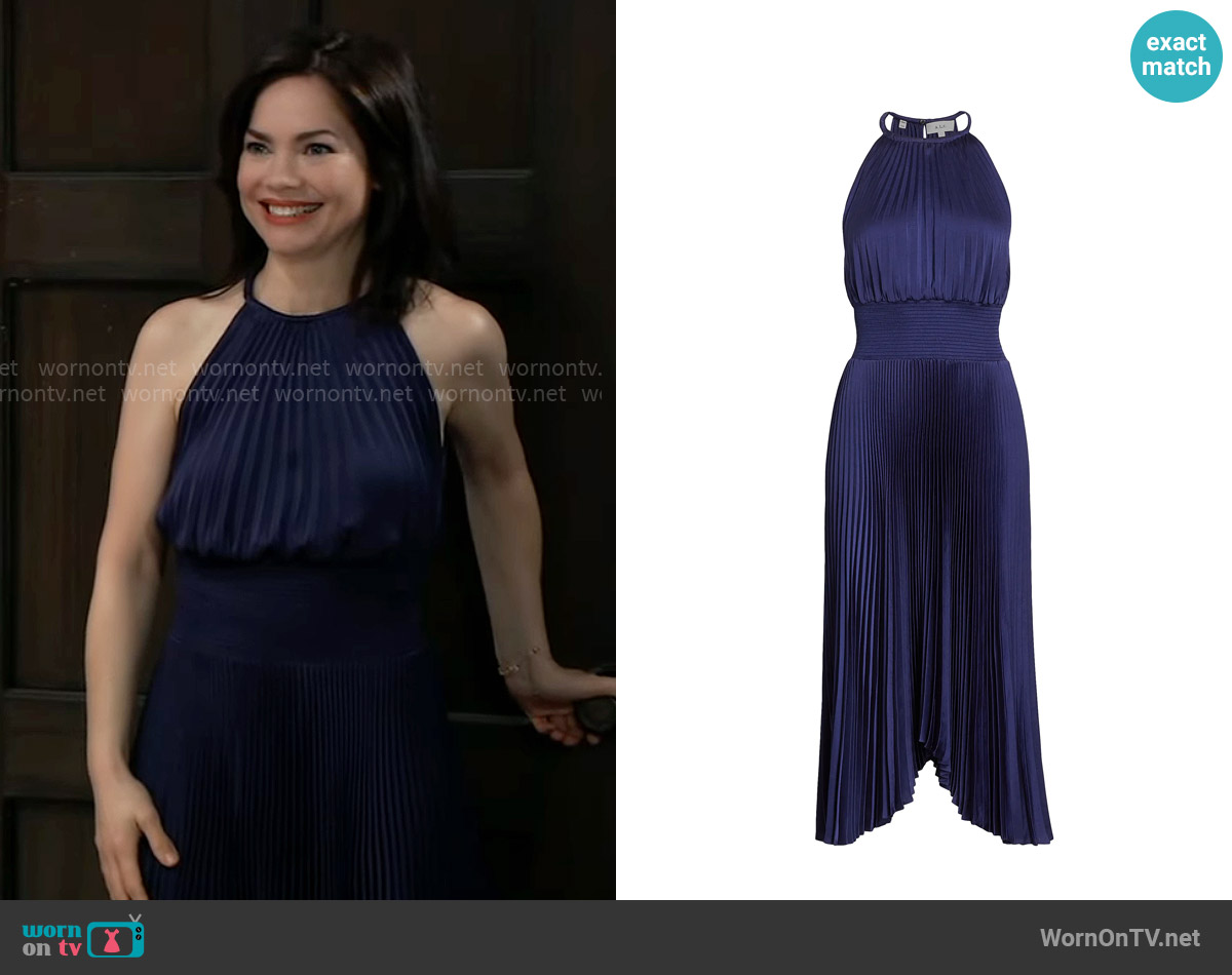 A.L.C. Renzo II Dress in Riviera worn by Elizabeth Webber (Rebecca Herbst) on General Hospital