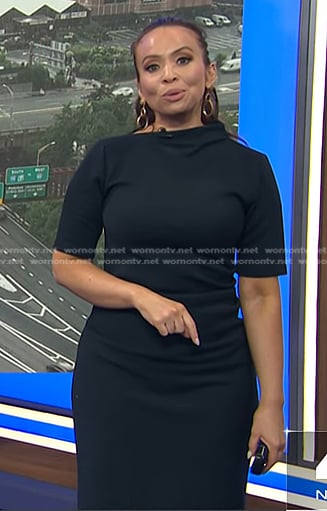 Adelle’s black asymmetric neck dress on Today