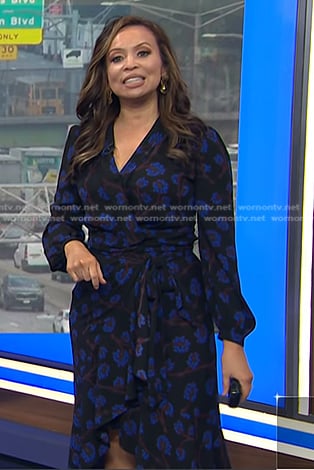 Adelle’s black floral wrap dress on Today