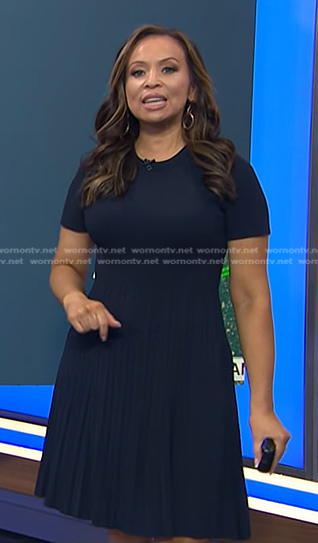 Adelle’s navy pleated dress on Today