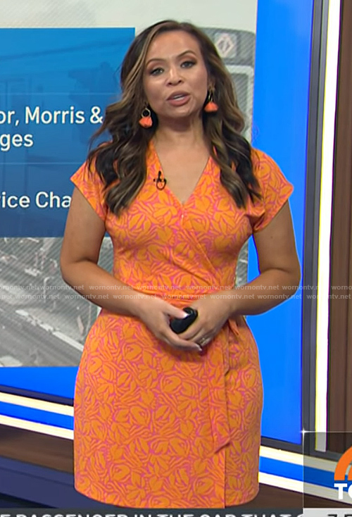 Adelle’s orange floral print wrap dress on Today