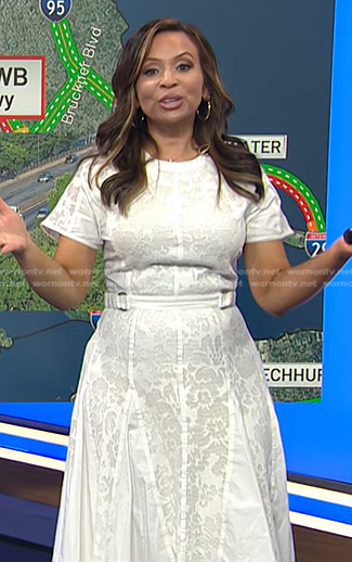 Adelle’s white buckle waist lace dress on Today
