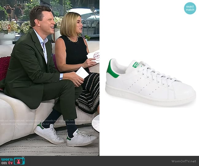 Adidas Stan Smith Sneaker in White Green worn by Willie Geist on Today
