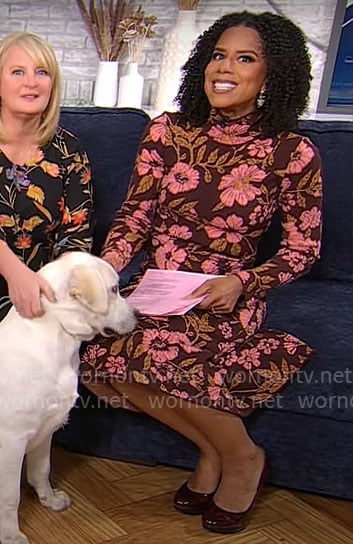 Adriana Diaz’s floral long sleeve dress on CBS Mornings