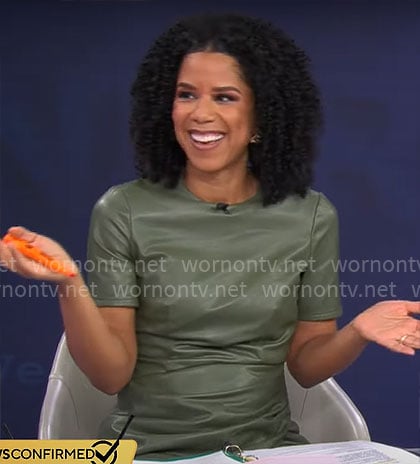Adriana Diaz’s green leather dress on CBS Mornings