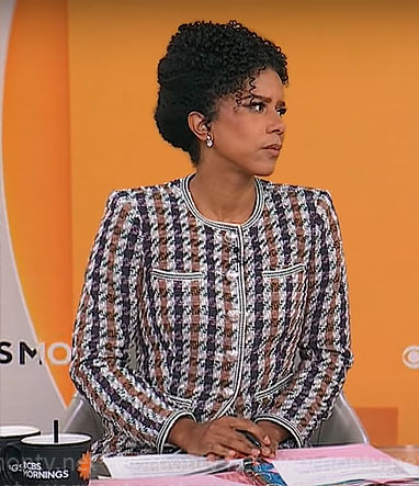 Adriana Diaz’s houndstooth jacket on CBS Mornings