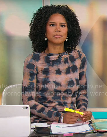 Adriana Diaz’s printed long sleeve dress on CBS Mornings