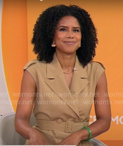 Adriana Diaz’s sleeveless trench dress on CBS Mornings