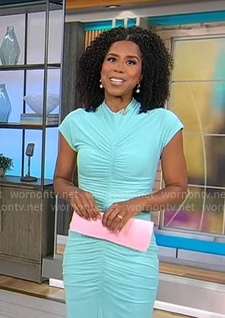 Adriana Diaz’s mint ruched dress on CBS Mornings