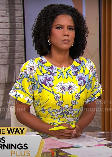 Adriana Diaz’s yellow floral dress on CBS Mornings