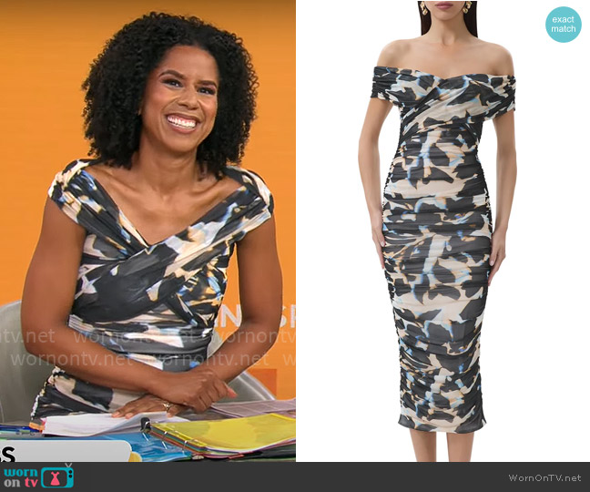 AFRM Belmont Dress in Shadow Floral worn by Adriana Diaz on CBS Mornings