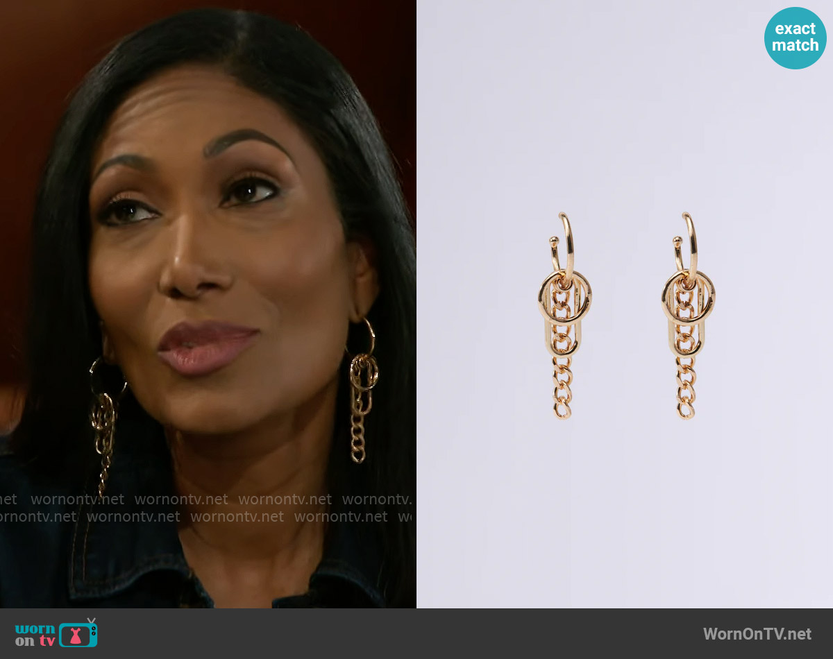 Akira Chain Earrings worn by Dana 'Leslie' Thomas (Trisha Mann-Grant) on Beyond the Gates