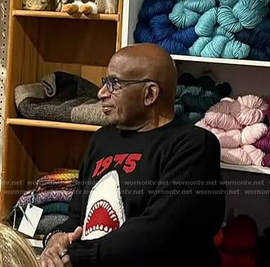 Al Roker’s black shark 1975 print sweater on Today