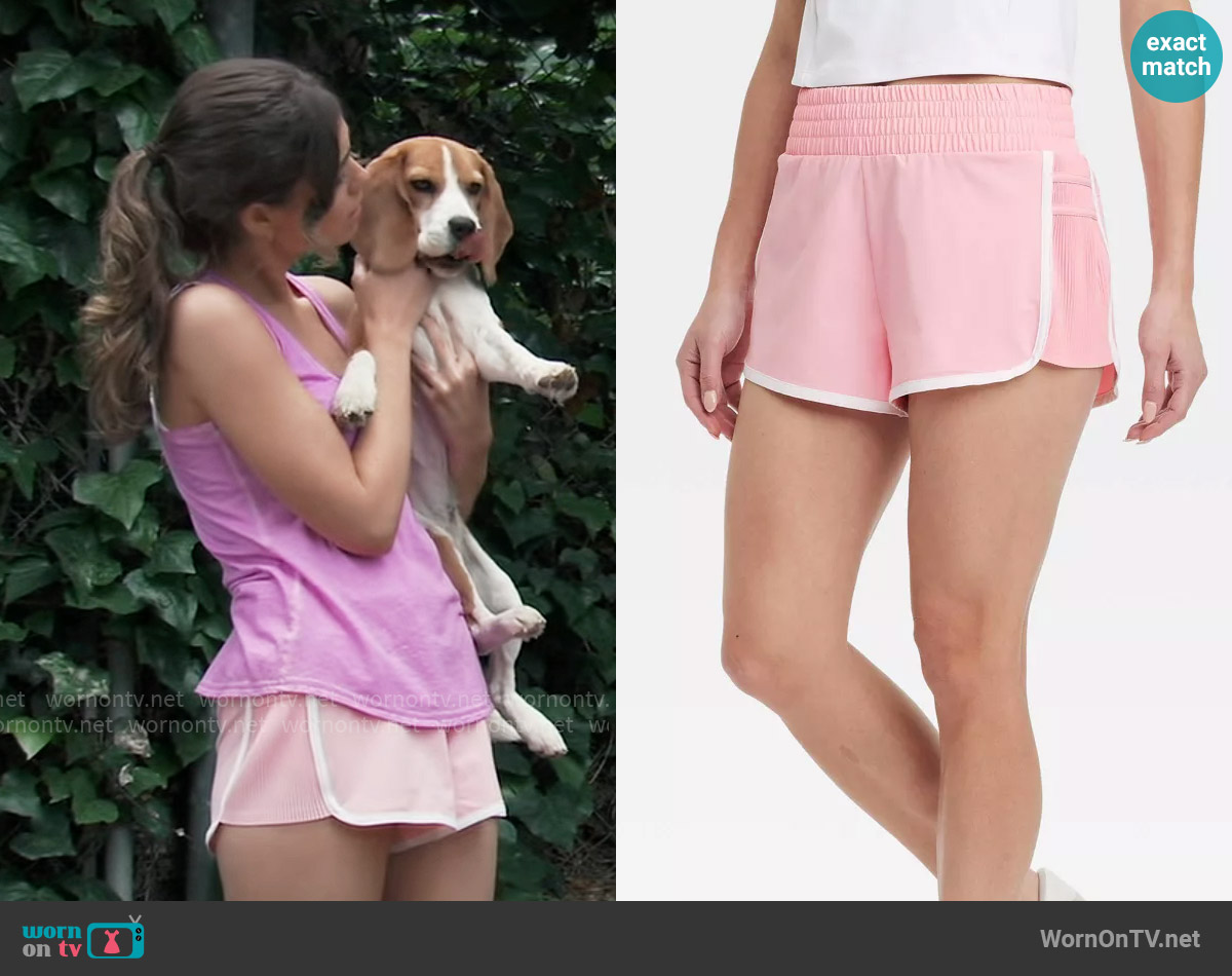 All in Motion Woven Mid-Rise Piped Dolphin Shorts worn by Emma Scorpio-Drake (Braedyn Bruner) on General Hospital