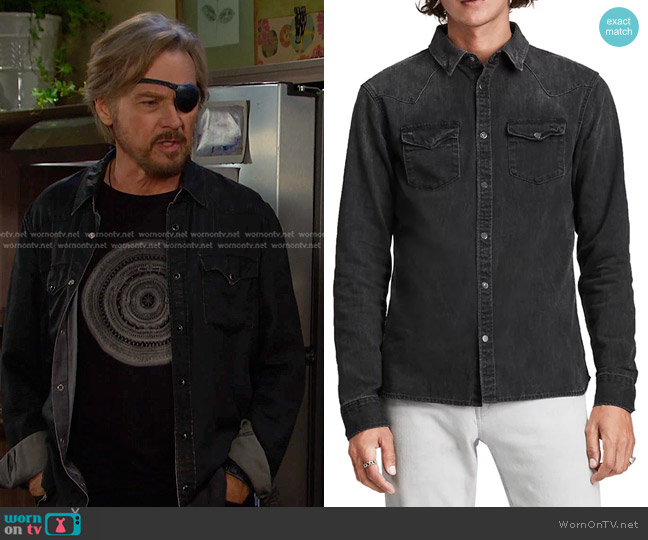 All Saints Flaxton Denim Button Down Western Shirt worn by Steve Johnson (Stephen Nichols) on Days of our Lives