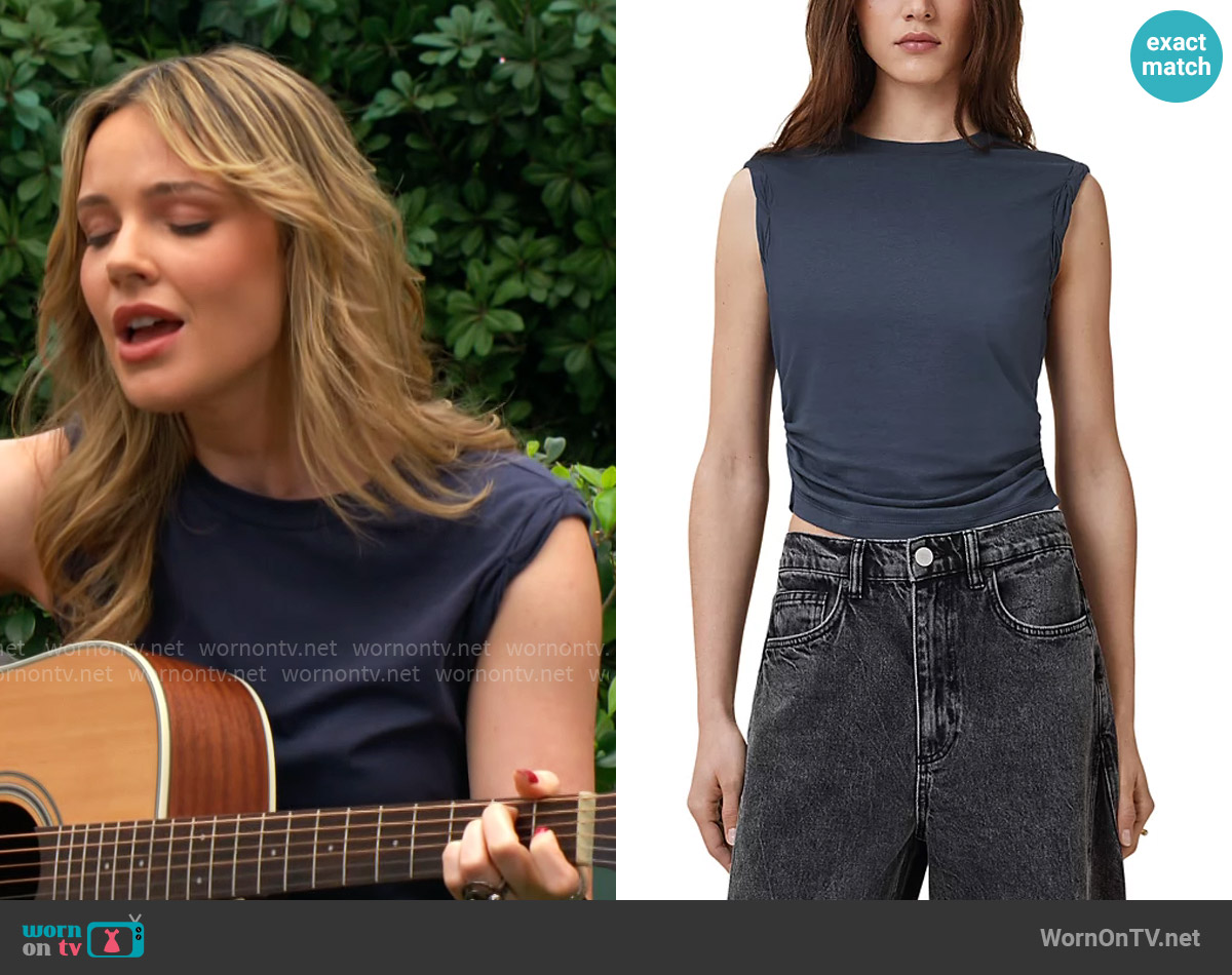 All Saints West Tank Top in Blueberry worn by Tessa Porter (Cait Fairbanks) on The Young and the Restless