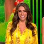 Alyssa’s yellow floral print satin dress on The View